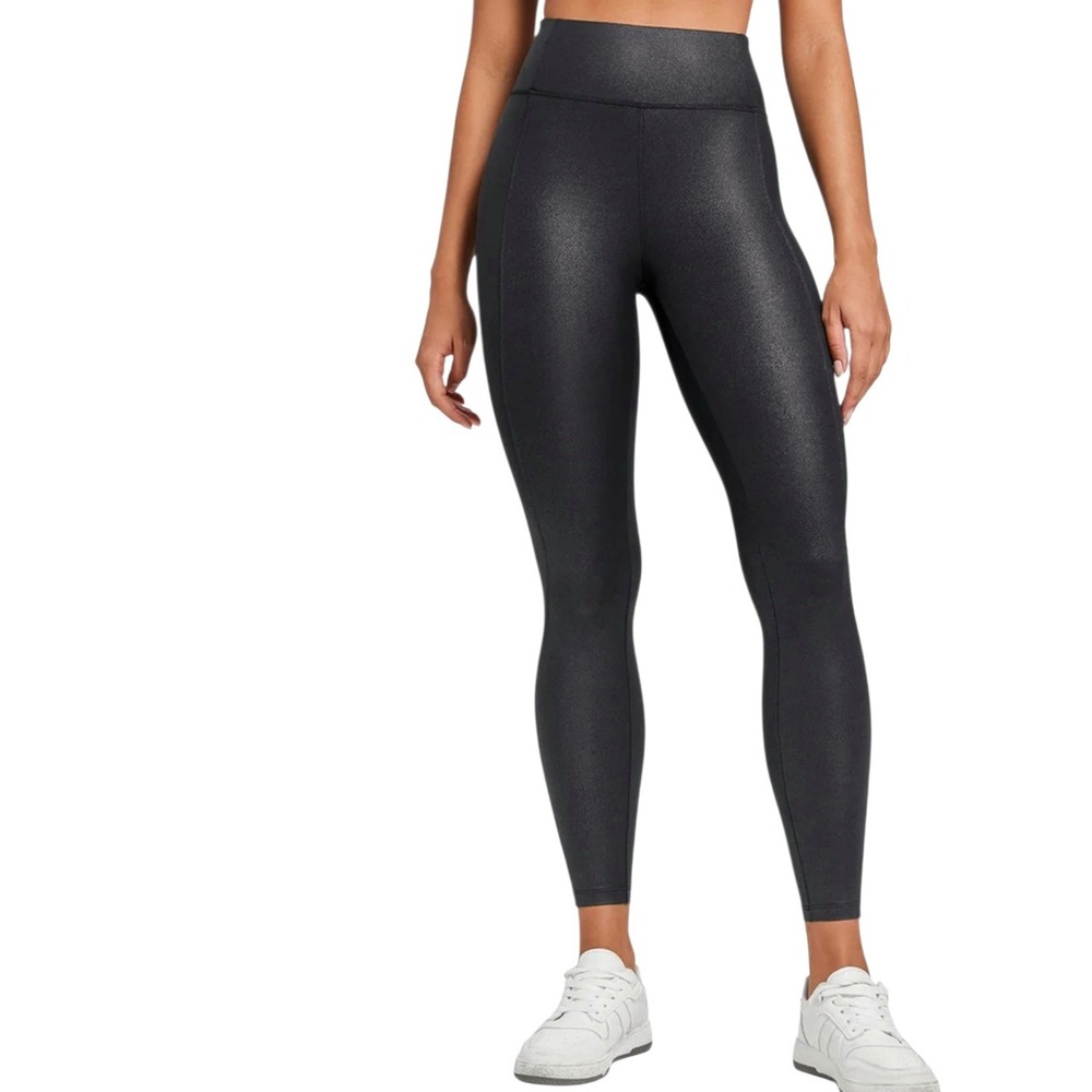 Crz Yoga Butterluxe Matte‎ Faux Leather Leggings Sz XXL Black Charcoal Workout